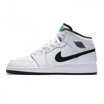 Air Jordan 1 Mid GS Womens "Hyper Jade" AJ1 Black/White/Green 554725-122