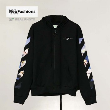 Off White Colored Arrows Zip Up Hoodie