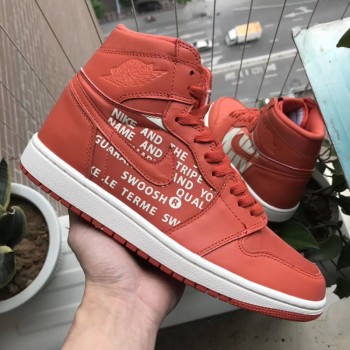 Air Jordan 1 "Nike Swoosh" Orange Off-White Sample Style 555088-800