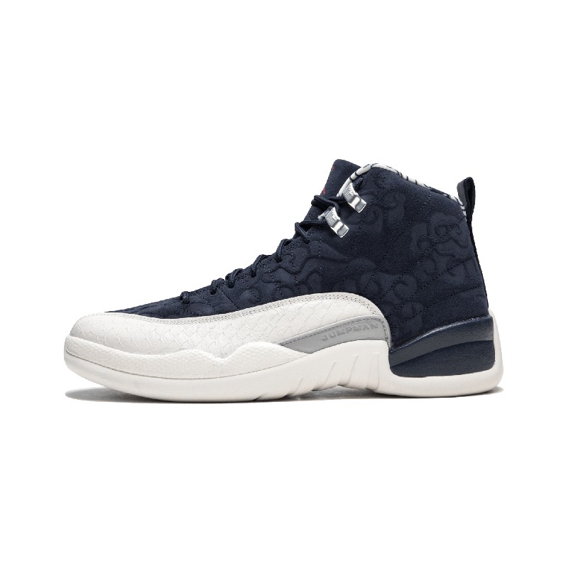 navy blue and white jordan 12s
