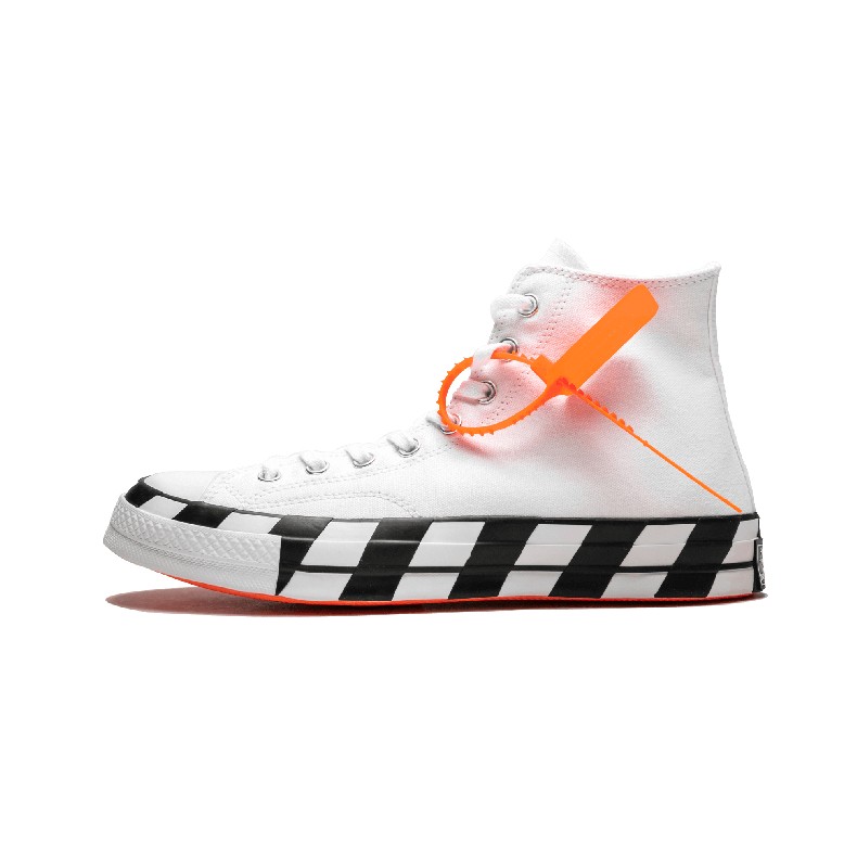 OFFWHITE X CONVERSE CHUCK 70 "STRIPE / WHITE" HIGH TOPS SHOES 163862C