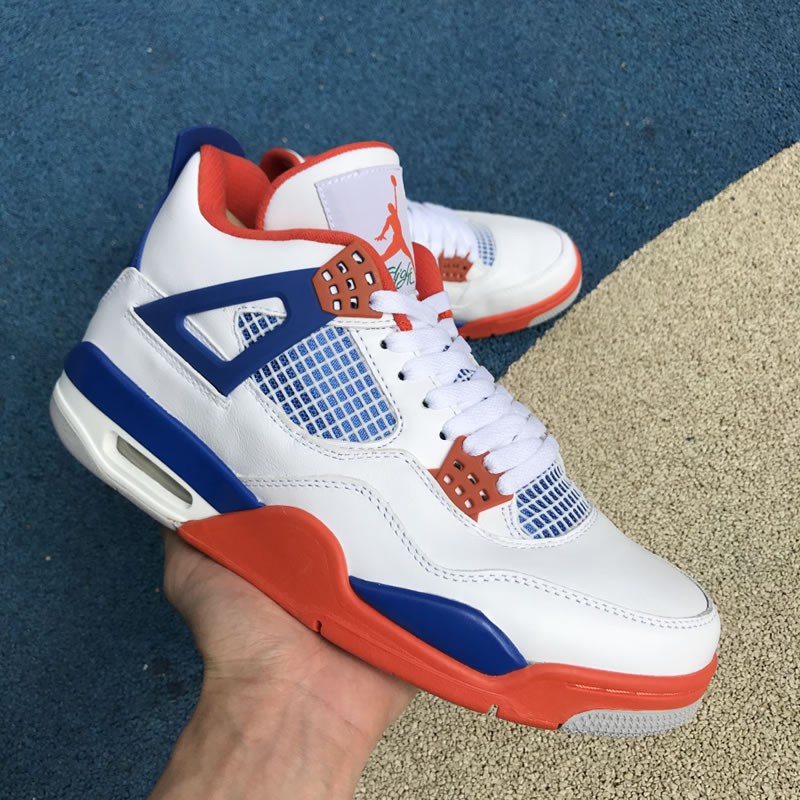 Air Jordan 4 Retro &quot;White/Royal/Orange&quot; Custom Shoes