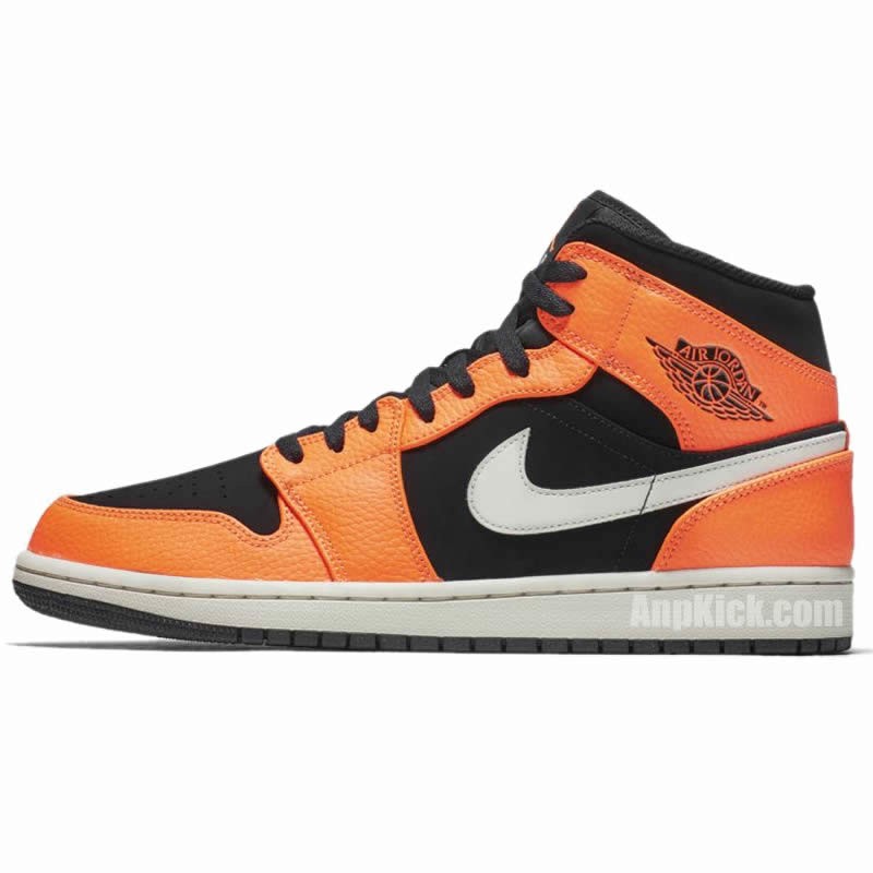 jordan 1 mid black orange peel