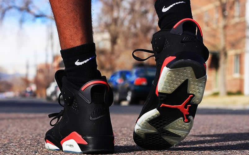 air jordan 6 black infrared on feet